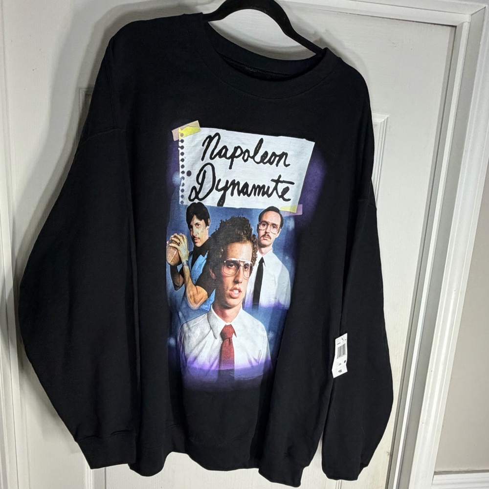 Napoleon Dynamite Men’s 2XL Black Crewneck Sweatshirt